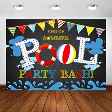 Imagem de COMOPHOTO Kids Pool Bash Party Banner Background Birthday Photo Booth Backdrops Cadeirinhas de Mesa Decorações Suprimentos, Vinyl, 7' x 5'