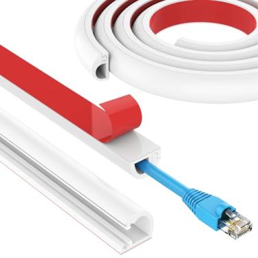 Imagem de Escondedor de cabo de parede de 99 cm, capa de cabo de silicone autoadesivo, capas de fio flexíveis para cabos, corretivo de cabos para fios L0,59 cm A 2,5 cm A 0,99 cm, branco