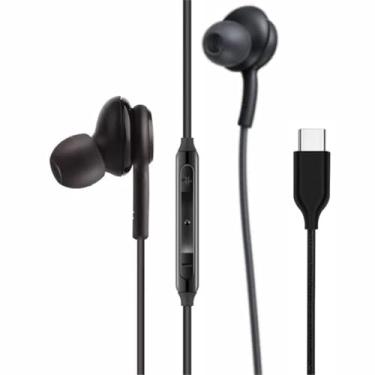 Imagem de Qtresi Fones de ouvido intra-auriculares estéreo 2025 para Samsung Galaxy Z Fold6 S25 S24 S23 S22 S21 S20 Note 10 10+ - Projetado com microfone e conector tipo C remoto de volume - (preto)