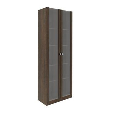 Imagem de Armário 2 Portas Com Vidro 59,8x171,5x31,5 cm Rústico - Tecnomobili