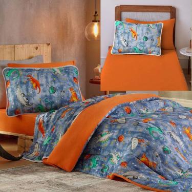 Imagem de Kit Coordenado Edredom com Lençol Solteiro Mymo - Dinossauro - 100% Al