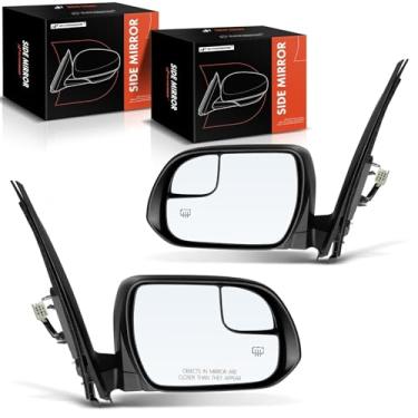 Imagem de A-Premium Par (2) espelhos retrovisores elétricos do lado do motorista e do passageiro - compatível com Toyota Sienna 2015-2020 - Retrovisor retrovisor externo preto dobrável manual aquecido com