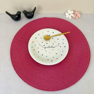 Imagem de Kit 4 Lugares Jogo Americano Redondo Descanso Prato Sousplat De Mesa Posta Jantar (Rosa E)