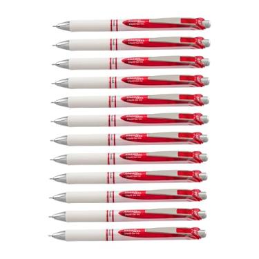 Imagem de Pentel Caneta de tinta gel, caneta de gel retrátil perolada, (0,7 mm), ponta média, ponta de agulha, tinta vermelha, pacote com 12 (BLN77PW-B)