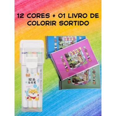 Imagem de Canetinha para pintar bobi gudi 12 cores + livro de colorir canetinha 