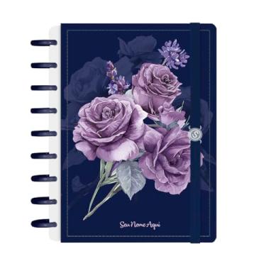 Imagem de Caderno De Disco Inteligente Personalizado Iscool M+ Floriografia Rosas Lavanda Azul