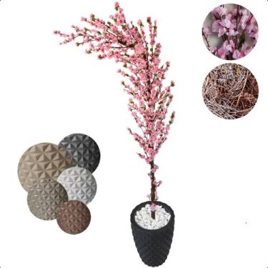 Imagem de Cerejeira Artificial Curva Sakura Rosa Bebe Grande Vaso Decoração - Fl