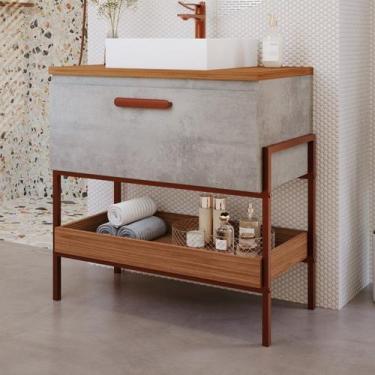 Imagem de Gabinete para Banheiro com Cuba Hana Espresso Móveis