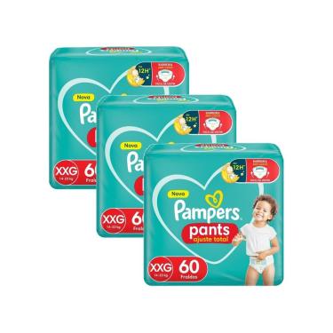 Imagem de Kit 3 Fralda Pampers Pants Ajuste Total Tamanho XXG com 60 Unidades