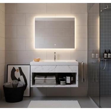 Imagem de Gabinete Armário para Banheiro 60cm MDF com Cuba - Zoff (Branco)