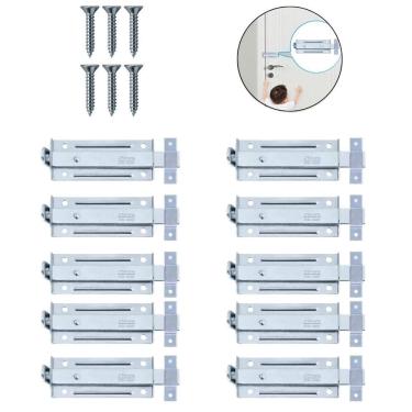 Imagem de Ferrolho Trinco Tarjeta Fecho Chato Porta Janela 5Cm 10 Un