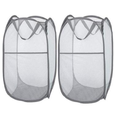 Imagem de Cestos de roupa suja Larpur Popup Mesh, 2 peças, cinza, Home Travel