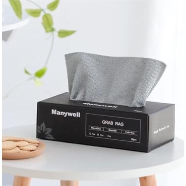 Imagem de Panos de prato reutilizáveis em caixa (20 peças/caixa), pano de limpeza de microfibra multiuso sem fiapos, ultra-absorvente, secagem rápida, durável para limpeza de cozinha e casa, 21,7 x 21,8 cm