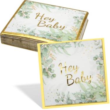 Imagem de Guardanapos florais frondosos suprimentos de festa de chá de bebê, folhas de flores, guardanapos de papel descartáveis toalhas para decoração de banquete de casamento, 50 peças de guardanapos de festa