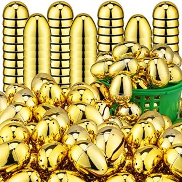 Imagem de Sosation 120 Unidades De Ovo Dourado De 2,4 Polegadas Ovos De Páscoa De Plástico Recheáveis Ovos De Páscoa Dourados Ovos Metálicos Em Massa Para Lembrancinhas De Festa De Páscoa Cesta De Jogo De Caça