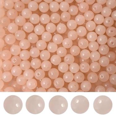 Imagem de PAMIR TONG 400 peças de contas de vidro redondas de 8 mm para pulseira, contas soltas e bonitas para colar, brinco, fabricação de joias e artesanato DIY (cor de carne)