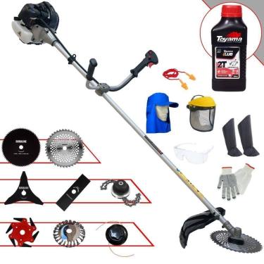 Imagem de Roçadeira Anmax 1,7hp + 6 Facas + Escova + Epi + óleo Toyama