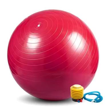 Imagem de Bola de Pilates 65cm com Bomba Fitness para Yoga Abdominal Ginástica Fisioterapia até 150kg (VERMELHO)