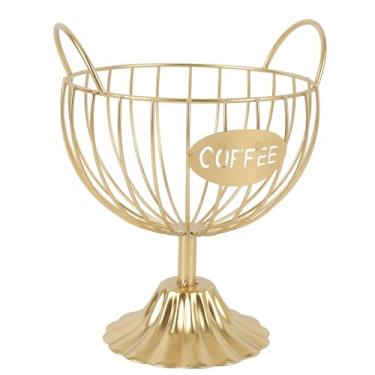 Imagem de aqxreight Suporte para Cápsulas de café, Cesta de Ferro para Cápsulas de café, Organizador de Balcão para Cozinha, Escritório, Ouro, Garante Estrutura de Uso Premium para Suporte de Ferro de Premium