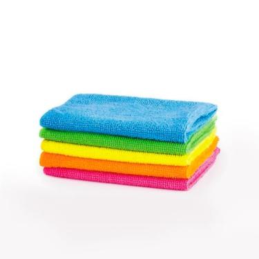 Imagem de Kit 10 Panos Microfibra Flanela Multiuso Limpeza Automotivo Lavável Reutilizável