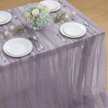 Imagem de Horaldaily Toalha de mesa de gaze roxa acinzentada retangular 132 × 178 cm, toalha de mesa de queijo de gaze, boho, rústica, para festa de casamento, chá de bebê, decoração de casa