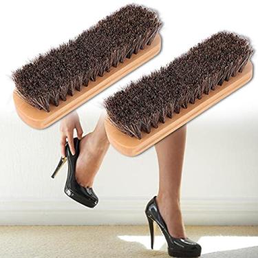 Imagem de Generic Ferramenta de Polimento de Proteção para Cuidados Com o Couro de Crina de Cavalo para Sapatos Sociais 2 Peças de Escovas de Sapato de Madeira, Cor de Madeira Natural Redwood Cor L e M