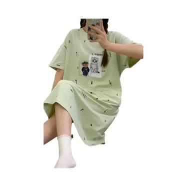 Imagem de Camisola De Verão plus Size Para Mulheres Em Seda Gelada, Manga Curta,