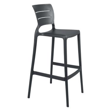 Imagem de Banqueta Alta para Bar Tramontina Amélia Grafite em Polipropileno com Proteção Antimicrobiana