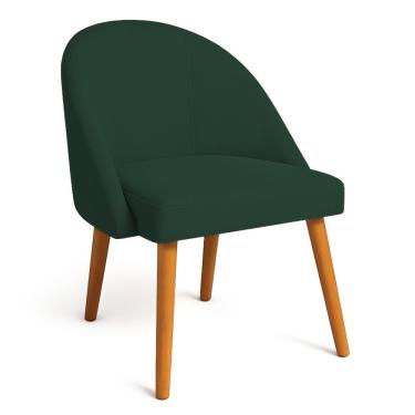 Imagem de Cadeira Poltrona De Jantar Luna Suede Verde Pés Palito Castanho - Pallazio