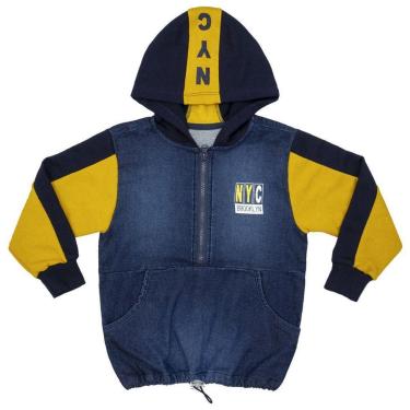 Imagem de Jaqueta Infantil Look Jeans Parka Moletom Jeans - 02 - UNICA-Masculino