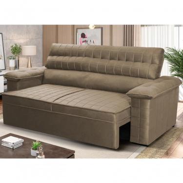 Imagem de Sofá Retrátil Reclinável 2 Lugares Com Molas 1,50m Quantum Suede Velut Marrom Claro - King House