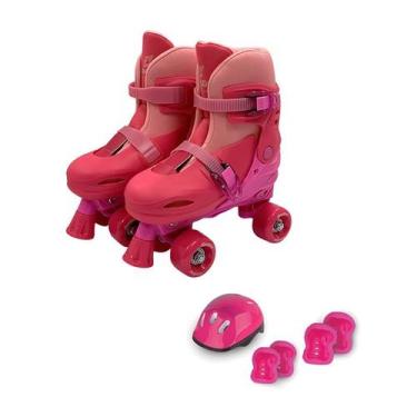 Imagem de Patins Roller Ajustável com Acessórios  Rosa - Fênix