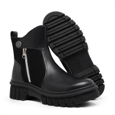 Imagem de Bota Coturno Dorf Feminina Modelo Blade Tratorada Em Couro Preto, 36