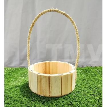 Imagem de Kit C10 Cesta De Madeira Fraldeira 13cm Decorativo Presente - Três Mar