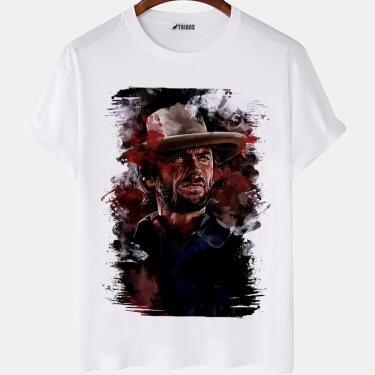 Imagem de Camiseta masculina Josey Wales O Fora Da Lei Pintura Camisa Blusa Branca Estampada