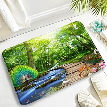 Imagem de Conjunto de tapetes de banho de selva tropical Floresta Palmeira Folhas de bananeira Natureza Cenário Porta Tapete Decoração de Casa de Banho Moderna Tapete de Toalete, DD, 2121zy, 75x45cm, 29.5x17.7in