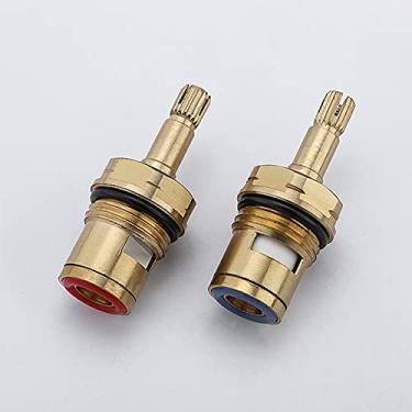 Imagem de Cartucho de torneira de cartucho de cerâmica 20 engrenagens, torneira de disco de latão quente e frio, torneiras de disco de cerâmica para cozinha de banheiro (dois parafusos M4)