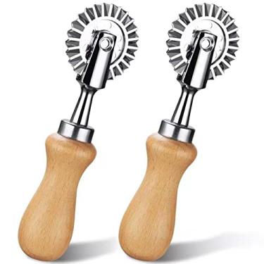 Imagem de Fusiontec Cortador de roda de pastelaria - Roda de cortador de massa - Cortador de crimpagem de ravioli para uso doméstico e na cozinha, 3,9 cm, 2 peças