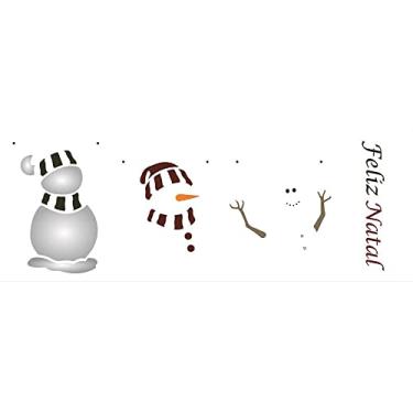 Imagem de Stencil de Acetato para Pintura de Natal OPA Simples 10 x 30 cm - 2544 Boneco de Neve