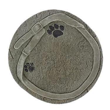 Imagem de Marcador de sepultura para animais de estimação, impressão de pata de resina requintada e decoração de cinto, letras "faça você mesmo", memorial de animais de estimação, pedra de jardim, estilo europeu, durável para gatos para quintal (musgo)