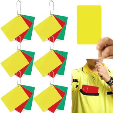 Imagem de 6 conjuntos de cartas de árbitro de árbitro de futebol para árbitro de futebol, aviso de ejeção, atraso, cartões verdes, vermelhos e amarelos para kit de oficiais de jogos esportivos