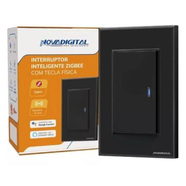 Imagem de Interruptor Inteligente Zigbee 1 Tecla Física Novadigital  Preto