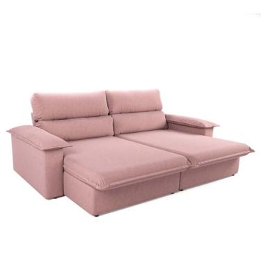 Imagem de Sofá Edimburgo Retrátil e Reclinável 4 Lugares Suede Rosa Claro 215cm 