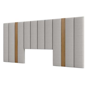 Imagem de Cabeceira Para Cama Box Casal 275cm Estofado Liso Dalla D01 Freijó - Mpozenato