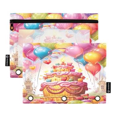 Imagem de Wassud Balões coloridos e bolos, pacote com 2 pastas para fichário, pastas de bolso com 3 furos, pasta organizadora para casa, escritório