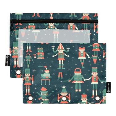 Imagem de Wassud Pacote com 2 pastas de fichário com estampa de quebra-nozes de Natal com 3 furos, pasta organizadora de arquivos para casa, escritório