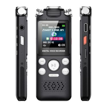 Imagem de VBESTLIFE Gravador de Voz Digital Com Reprodução, Gravadores Ativados por Voz para Palestras, Reuniões, Entrevistas, Tipo C, MP3, Cartão Integrado de 32 GB + 64 GB