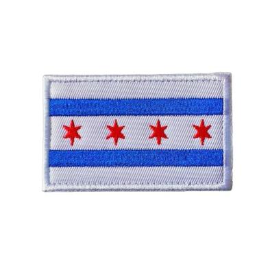Imagem de Emblema de moral com gancho e laço da bandeira da cidade de Chicago IL Illinois Windy City para mochila tática militar colete do exército bolsa molle capacetes