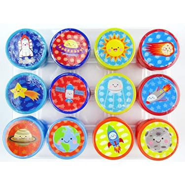 Imagem de TINYMILLS Kit de carimbos espaciais externos com 12 peças para lembrancinhas de festa infantil, galáxia de deus, meninos e meninas, planetário, festa de aniversário