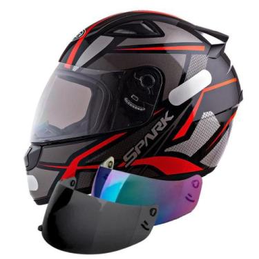 Imagem de Capacete Masculino Ebf Spider Vermelho Mais Viseira Fumê e Camaleão, P